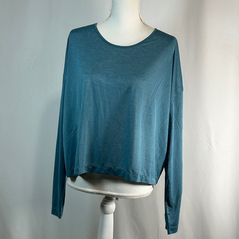 Athleta Long Sleeve Crew Neck Top Teal Blue XL Relaxed FitAthleta‎